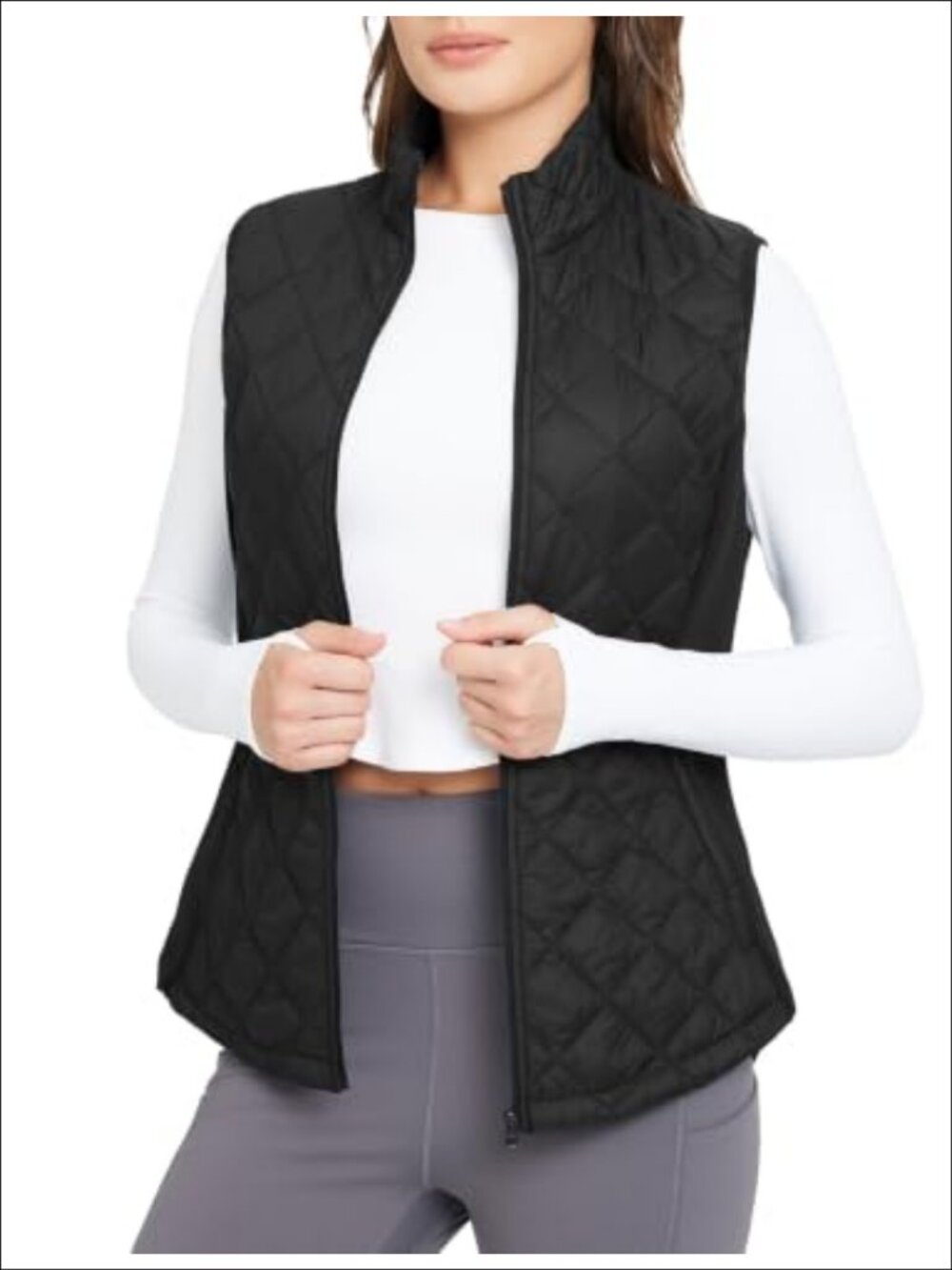 Quilted Puffer Vest Lightweight Winter Warm Zip Pockets